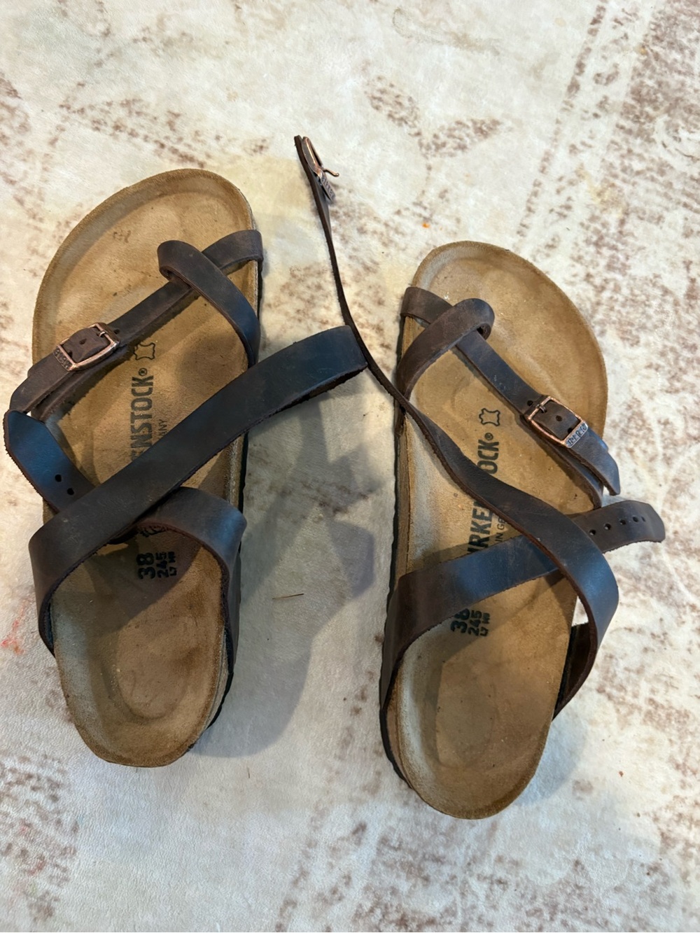 Birkenstock Kids Dark Brown Leather Crossover Strap Sandals
